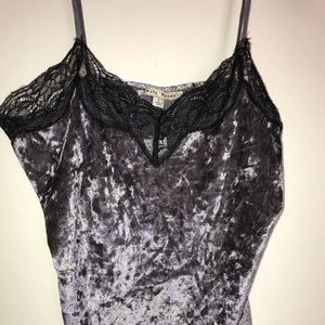 Grey and black lace tank top